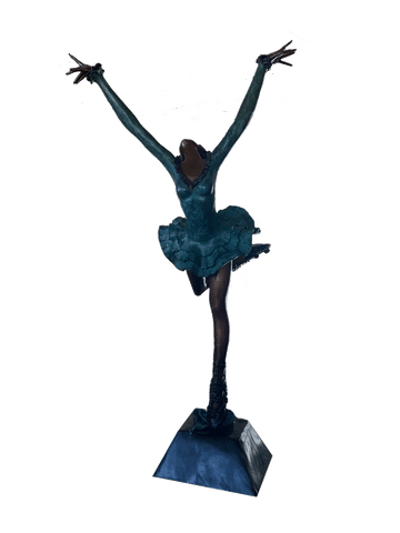 Female Dancer in Green Tutu Bronze Statue