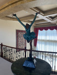 Female Dancer in Green Tutu Bronze Statue