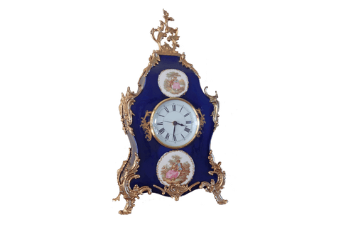 Louis XVI Style Painted Porcelain Mantel Clock