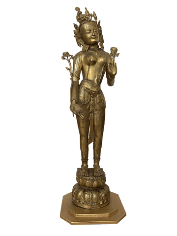 Large Brass Statue - Asian Goddess