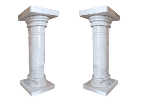 Tall White Marble Pillars (set of 2)