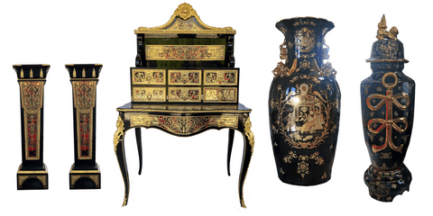 Black and Gold Asian Furniture Set