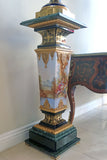 Marble and White painted Porcelain pedestal-stand