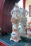 Ornate Porcelain Flower Urns (2)